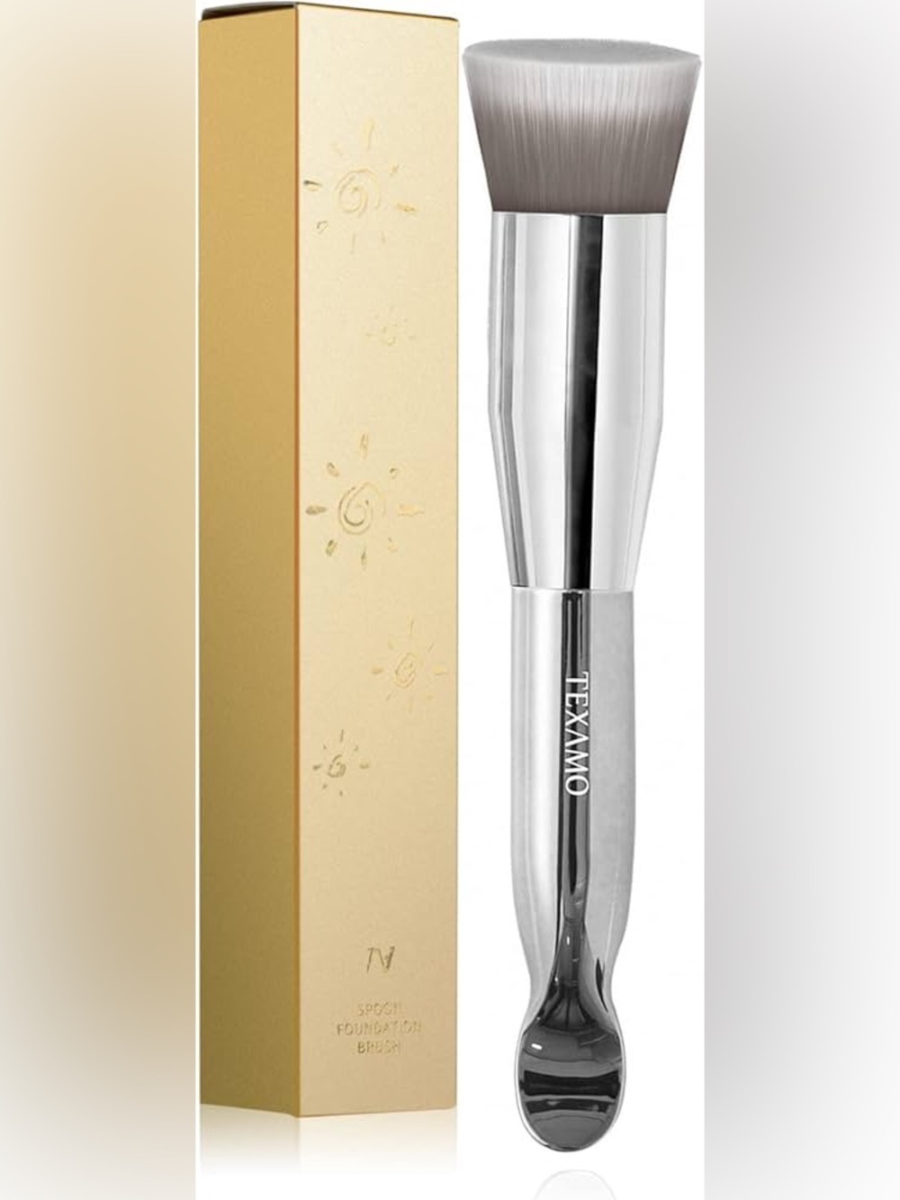 Awesome🤩Angled Foundation Brush – with silver spoon and mixing palette set  🎨